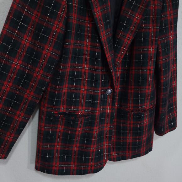 Radcliffe Blazer Womens 14 Vintage 90s Tartan Plaid Metallic Festive Par… - Picture 10 of 12